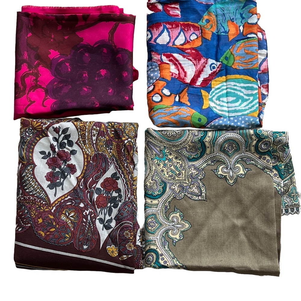 DIOR Silk scarf +1 Echo Cotton wrap + 2 no brand Large Scarves